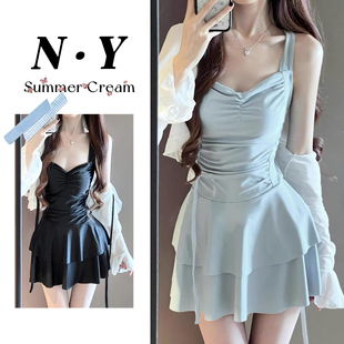 微胖遮肚露背性感裙式 爆款 连体显瘦纯欲泡温泉 2025新款 泳衣女款