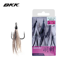 BKK羽刺路亚三本钩绑毛钩羽毛有倒刺鱼钩6066-3X-NP