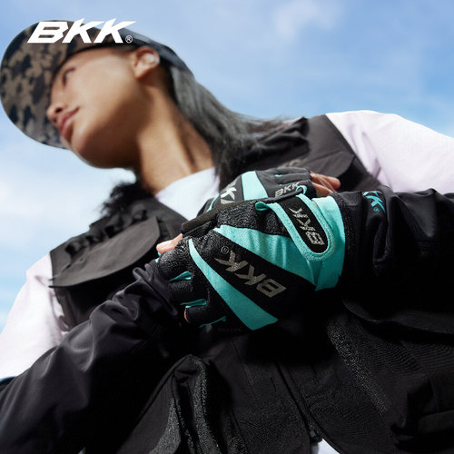 bkk钓鱼手套路亚半指防晒透气