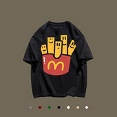 t恤男女百搭bf风夏季 重磅纯棉韩版 潮牌卡通薯条印花短袖 宽松上衣