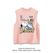 潮牌外穿坎肩背心男 夏季 重磅纯棉港风百搭史努比无袖 背心情侣装