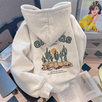 银狐绒聚群韩版宽松连帽卫衣