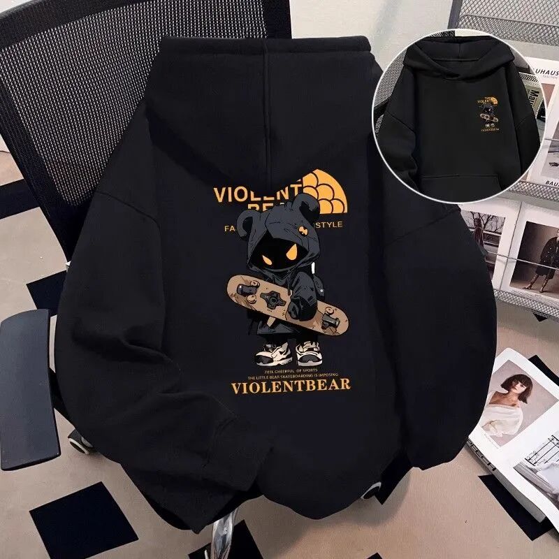 银狐绒聚群韩版宽松连帽卫衣