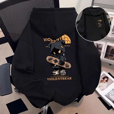 银狐绒聚群韩版宽松连帽卫衣