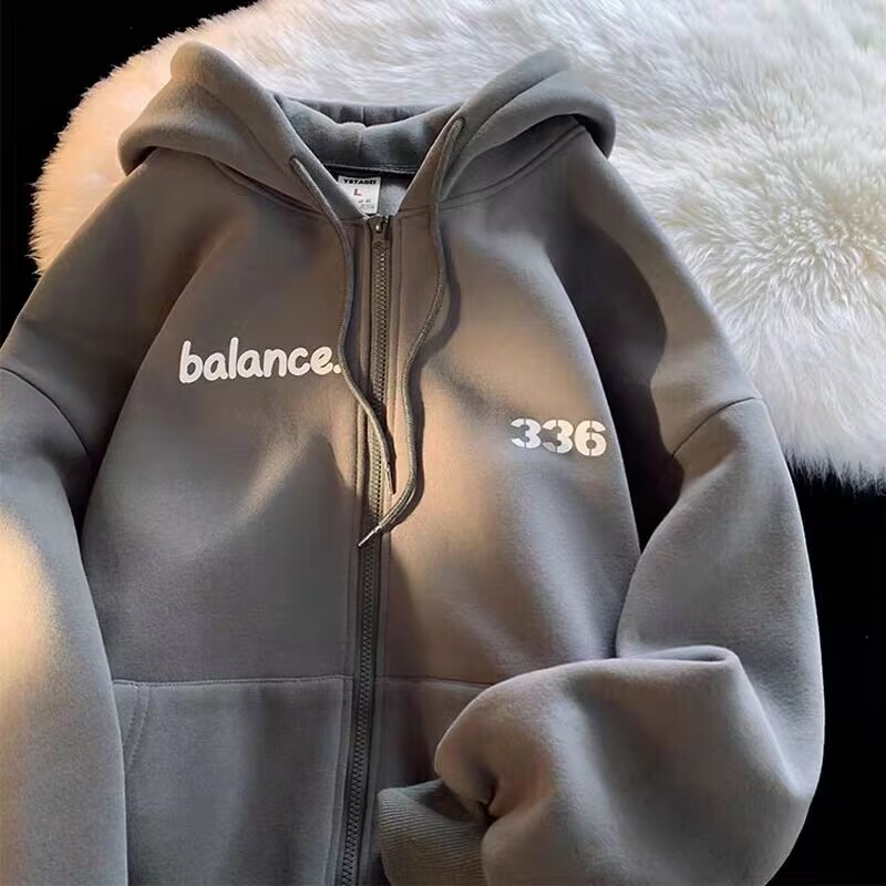银狐绒聚群韩版连帽拉链卫衣