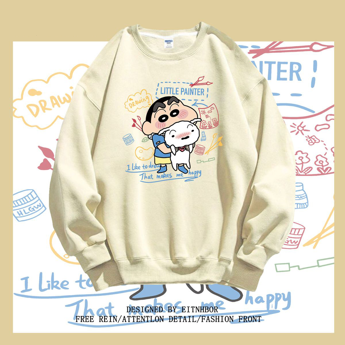 银狐绒聚群韩版宽松圆领卫衣