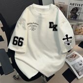 重磅纯棉美式 ins宽松百搭上衣 T恤男潮牌夏季 街头个性 字母印花短袖