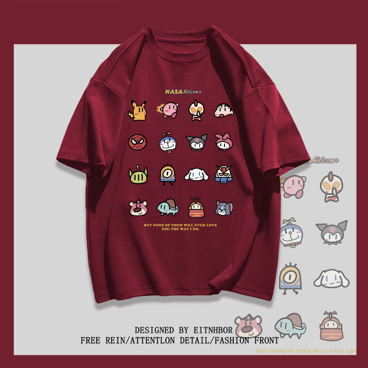 重磅纯棉夏季卡通动漫印花短袖T恤男女百搭潮流ins宽松学院风上衣,男装,T恤,淘宝优惠券,粉丝福利购,淘宝优惠卷