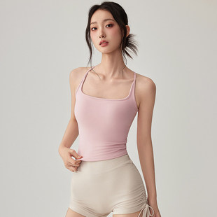 工字运动文胸女一体式胸垫防震聚拢瑜伽背心跑步普拉提健身服内衣