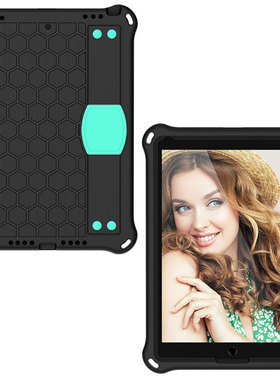 适用iPad 7/8/9/2018/Air2/Air1（ 9.7英寸）保护套硅胶防震手持全包壳肩带挂脖PC内壳耐用便捷防摔壳平板套