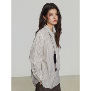 KEARA 复古衬衣慵懒风外穿上衣高级感气质休闲百搭 细条纹宽松衬衫