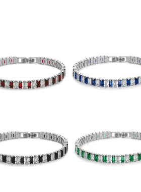 欧美热销2.5*5mm锆石满钻女士水晶手串手链高级时尚隔色网球手链