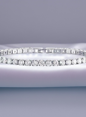 满钻锆石网球手链男女高级感个性轻奢简约超闪爆闪手饰送女友