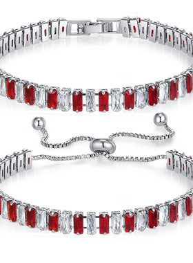 跨境电商彩色手链女镀白金间色莫桑石网球链组合亚马逊爆款首饰