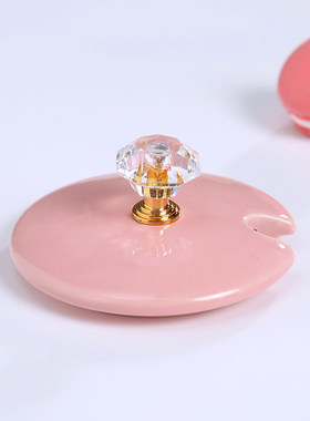 粉色创意水杯配件陶瓷马克陶瓷杯盖子圆形杯盖配件外径8内径7厘米