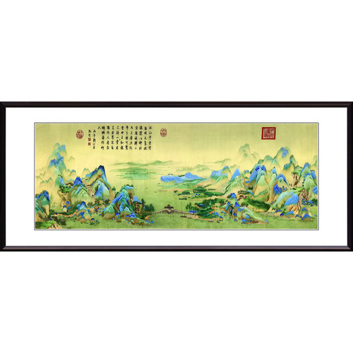手工刺绣千里江山图苏绣成品挂画