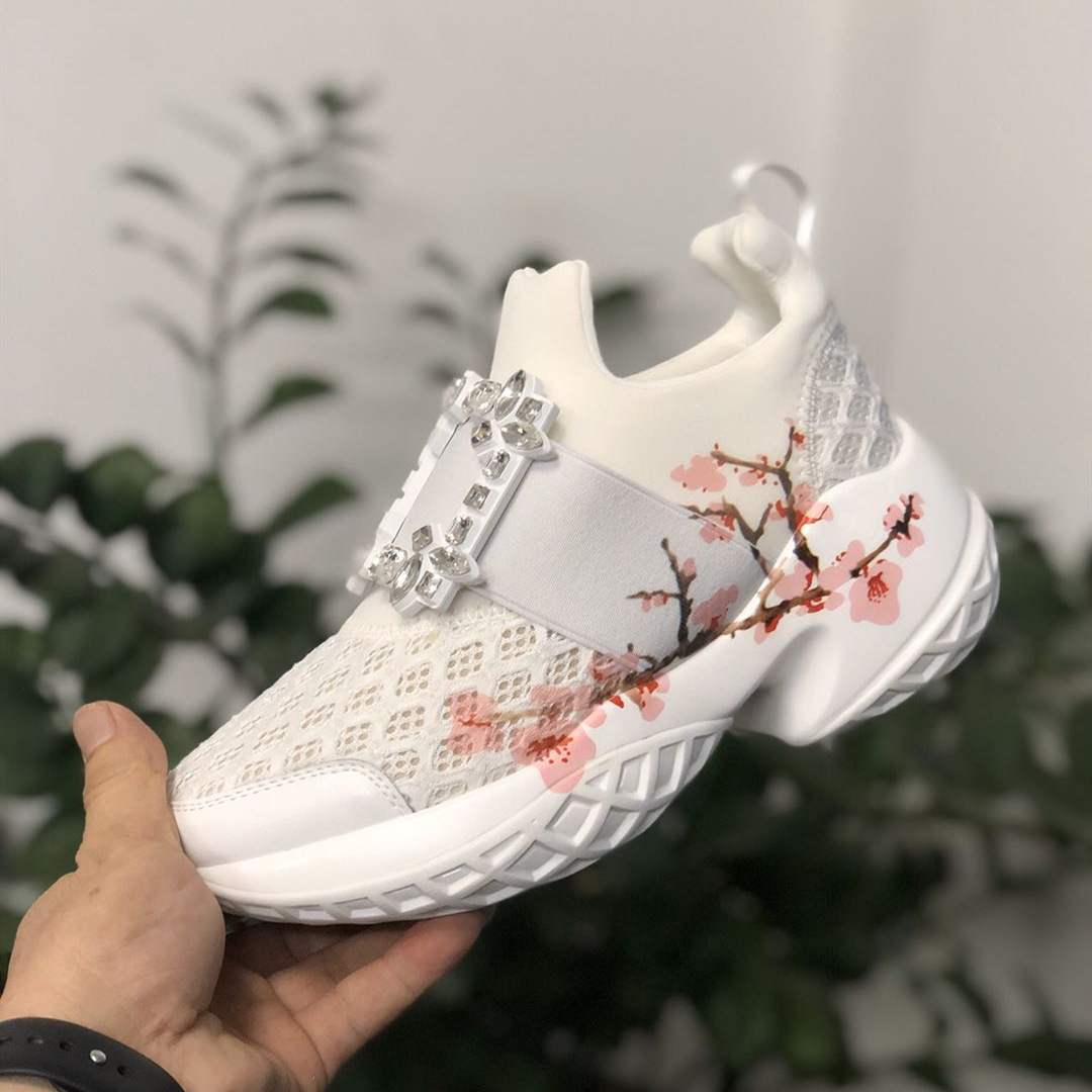 专柜同版rv水钻方扣老爹鞋女鞋欧阳娜娜同款真皮厚底增高运动鞋