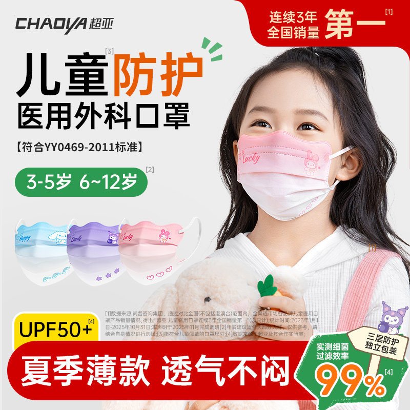 超亚儿童款可爱医用外科口罩独立图片