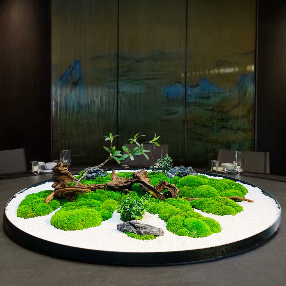 酒店大圆桌转盘中间摆件餐桌花