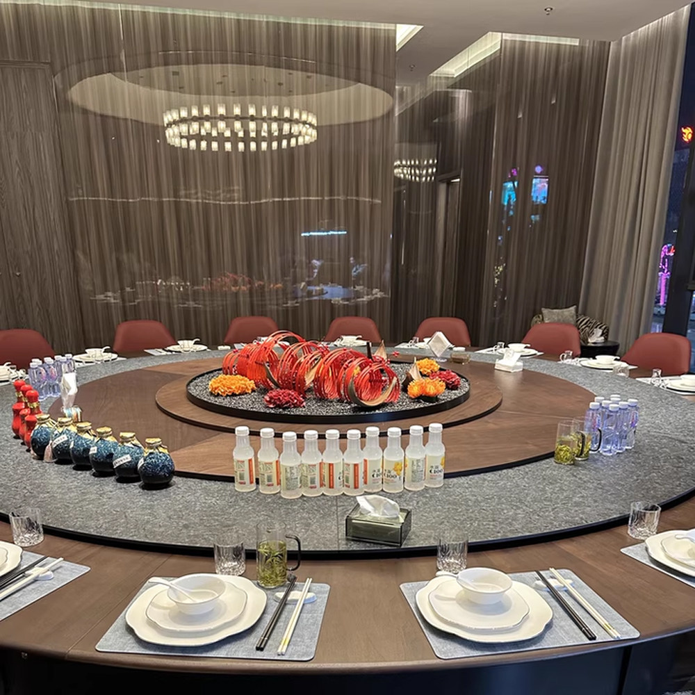 红色高端新中式酒店餐厅圆桌仿真转盘花电动圆桌转盘餐桌装饰摆件,家居饰品,餐桌花艺,淘宝优惠券,粉丝福利购,淘宝优惠卷