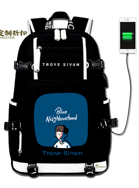 特洛伊 特洛耶希文 戳爷Troye Sivan书包双肩包青年校园拉链印花