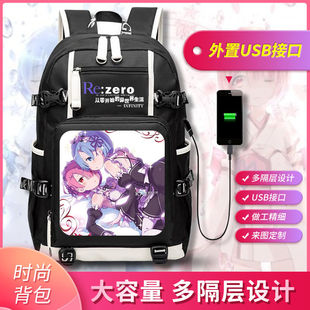 从零开始的异世界休闲时尚双肩背包爱蜜莉雅蕾姆动漫周边男女书包