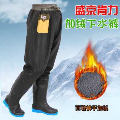 冬季加绒保暖下水裤超高筒棉雨靴
