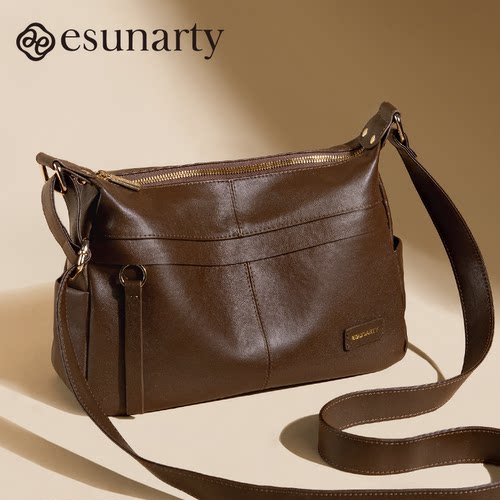 ESUNARTY真皮中年妈妈包斜挎包