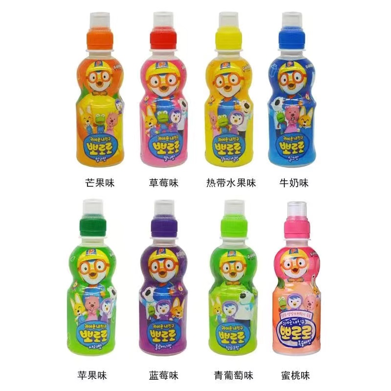 整箱批发韩国进口啵乐乐饮料儿童果汁24瓶宝露露8种网红果味饮品