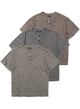 【TZ killer】Textured Jacquard Short 肌理亨利三色男女短袖T恤