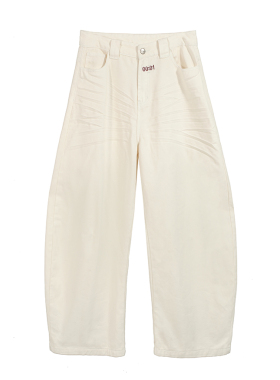 TZ killer Embroidered jeans立体压褶猫须刺绣阔腿弯刀牛仔裤