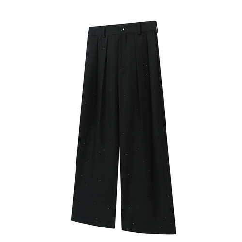 TZ killer Rhinestone Pants 烫钻褶皱西裤 TR混纺 阔腿百搭长裤