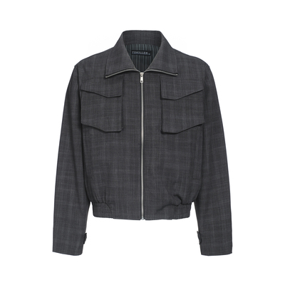 TZ killer Plaid Jacket格纹工装夹克 短宽版型 立领翻领两穿外套