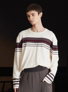 TZ killer Stripes 条纹撞色针织毛衣 男女百搭宽松基础打底上衣