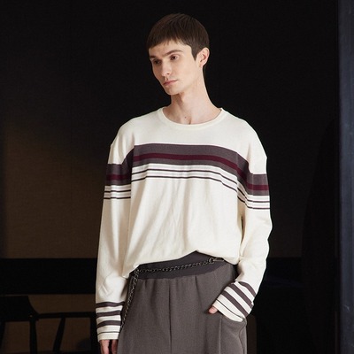 TZ killer Stripes 条纹撞色针织毛衣 男女百搭宽松基础打底上衣