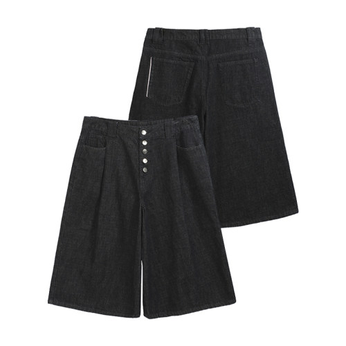 TZ killer  Breasted raw calf-shorts原牛排扣七分牛仔裤 短裤