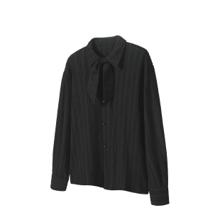 条纹肌理 衬衫 SilkscarfShirt方巾领长袖 百搭宽松上衣 killer