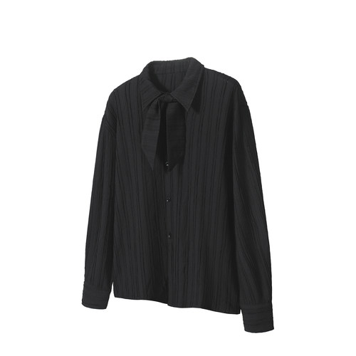 TZ killer SilkscarfShirt方巾领长袖衬衫 条纹肌理 百搭宽松上衣