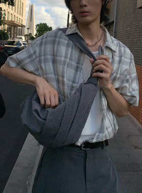 TZ killer StripeMisplacement条纹水饺褶皱斜跨月牙单肩斜跨包包