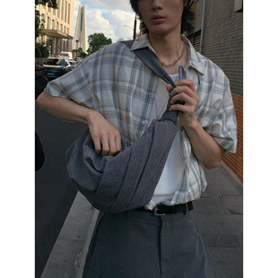 TZ killer StripeMisplacement条纹水饺褶皱斜跨月牙单肩斜跨包包