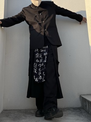 暗黑文字贴布裙摆无性别裙裤