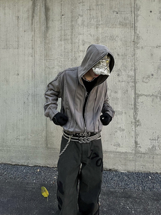 【TZ killer】Striped jacket重磅条纹做旧连帽宽松卫衣夹克外套