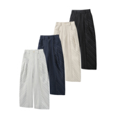 百搭宽松弯刀阔腿长裤 Pleats 条纹褶皱西裤 killer Striped