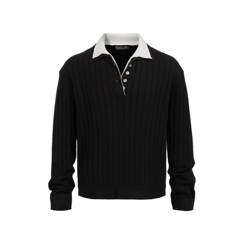 双领口翻领立领两穿羊毛混纺毛衣