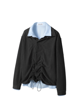 TZ killer Colorful Shirt层次感抽绳衬衫 彩色拼接 宽松两色上衣