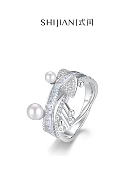 数字珍珠纯银戒指原创设计高级感