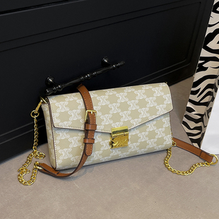 高级感轻奢小众包包女2025新款超火老花链条信封包百搭单肩斜挎包