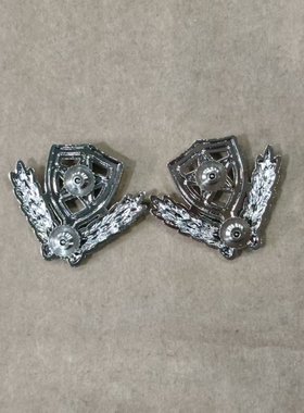 DIY保安银色领花金属领针麦穗铁号铁牌蓝色肩牌金属徽章帽子简章