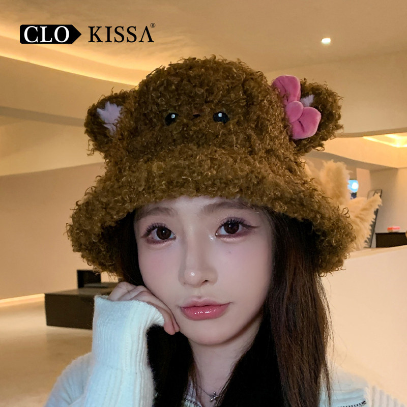 秋冬保暖显脸小猫咪渔夫帽女