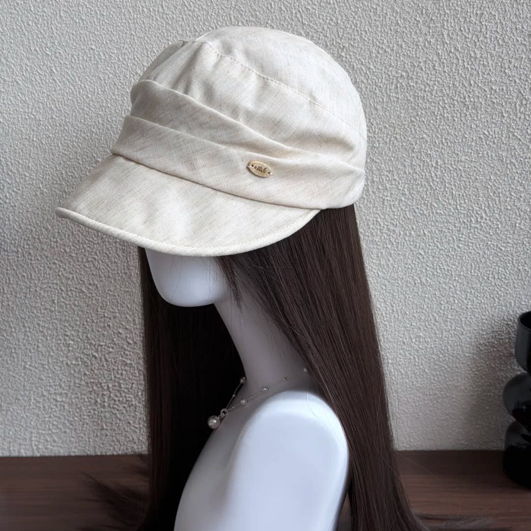 日系亚麻夏季显脸小防晒贝雷帽女